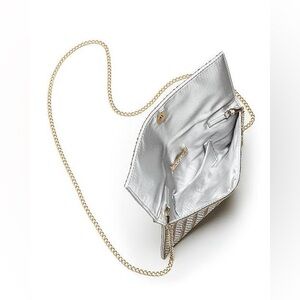 Aqua Silver Clutch with Gold Chain